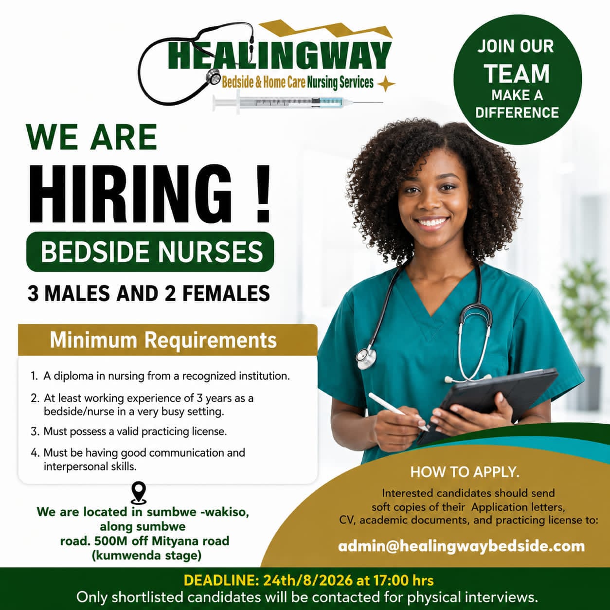 Bedside Nurse – Home Care (5 positions) at Healingway Bedside & Home Care Nursing Services Ltd