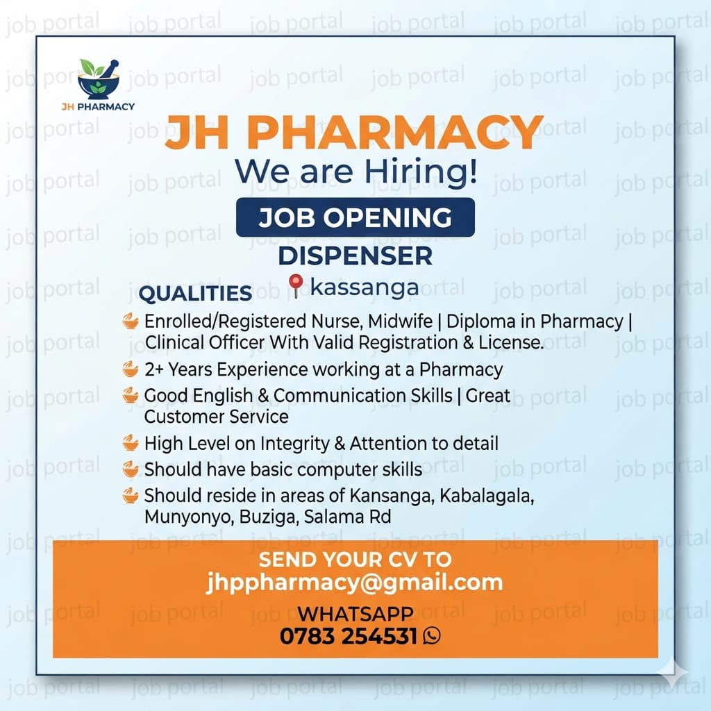 Pharmacy Dispenser Needed at JH Pharmacy
