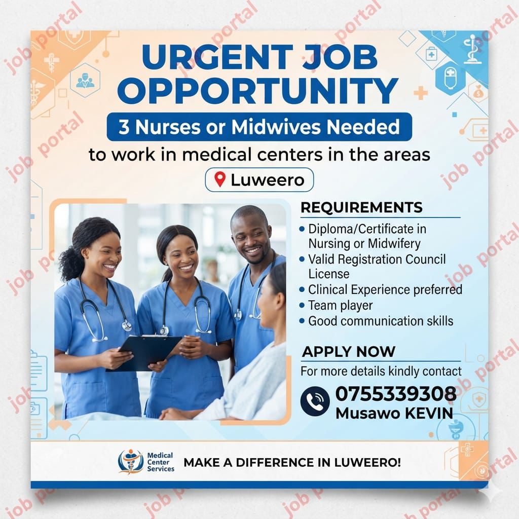 Nurses or Midwives Needed in Luweero at Musawo Kevin Medical Center Services