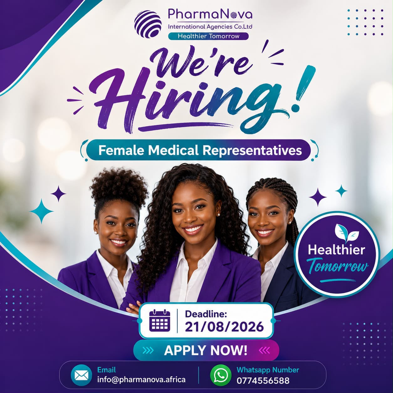 Female Medical Representatives at PharmaNova International Agencies Co. Ltd